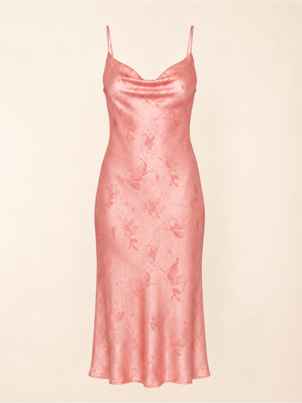 Timing Los Angeles Pink Satin Floral Slip Midi Dress NWT Size S